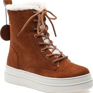 NEW JSLIDES Suede Torie Lace Up Sneaker Booties Cognac for women 364tn